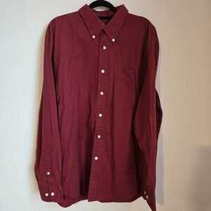Dockers Men's Button Down 100% Cotton Maroon Long Sleeve Shirt XL